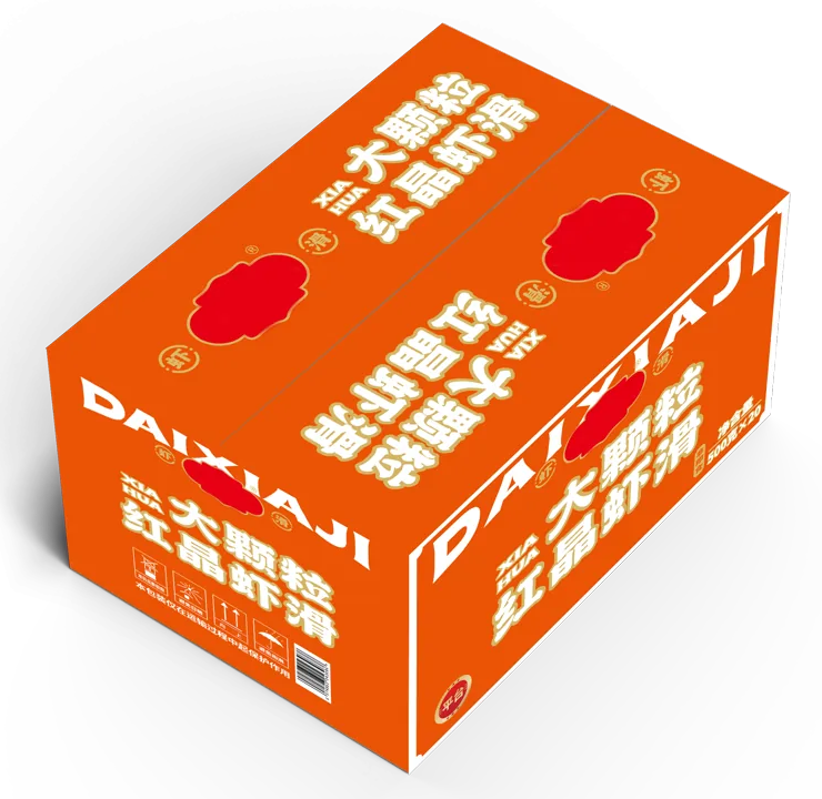 大颗粒红晶虾滑彩箱 · 立体图